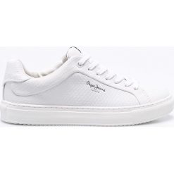 Pepe Jeans - Buty. Białe buty sportowe damskie Pepe Jeans, bez wzorów, z jeansu, sportowe. W wyprzedaży za 219,90 zł.