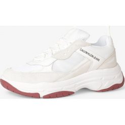 Calvin Klein Jeans - Tenisówki męskie z dodatkiem skóry – Marvin, biały. Białe trampki męskie Calvin Klein Jeans, bez wzorów, z jeansu, bez zapięcia. Za 449,95 zł.