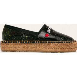 Love Moschino - Espadryle. Czarne espadryle damskie Love Moschino, bez wzorów, z gumy, bez obcasa, na obcasie. Za 729,90 zł.