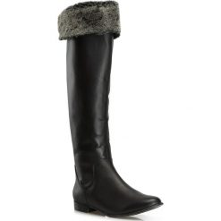 Buty damskie. Czarne kozaki damskie Wittchen, ze skóry, eleganckie, bez obcasa, na zamek. W wyprzedaży za 299,90 zł.