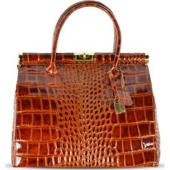 Torebki klasyczne damskie: Skórzana torebka „Justine” w kolorze karmelowym – 33 x 26 x 16 cm