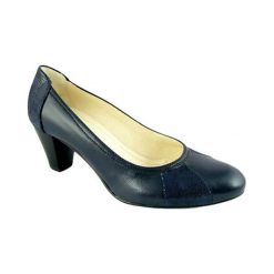 Buty ślubne damskie: Skórzane czółenka w kolorze granatowym