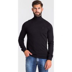 GOLF TRUSSARDI JEANS. Czarne swetry męskie Trussardi Jeans, xxl, z haftami, z jeansu, z golfem, bez kaptura. Za 369,00 zł.