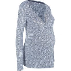 Lekki sweter ciążowy i do karmienia piersią bonprix indygo melanż. Niebieskie swetry klasyczne damskie bonprix, moda ciążowa. Za 74,99 zł.