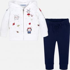 Mayoral - Komplet dziecięcy (bluza + spodnie) 68-98 cm. Szare bluzy dziewczęce marki Mayoral, z nadrukiem, z elastanu. Za 159,90 zł.
