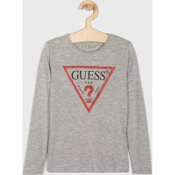 Guess Jeans - Longsleeve dziecięcy 118-175 cm. Szare bluzki dziewczęce Guess Jeans, z nadrukiem, z elastanu, z okrągłym kołnierzem, z długim rękawem, długie, bez kaptura. Za 89,90 zł.