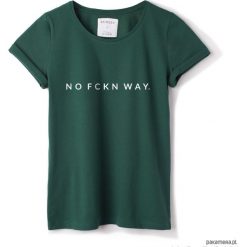 T-shirt zielony butelkowy NO FCKN WAY. Zielone t-shirty damskie Pakamera, z napisami, klasyczne, z klasycznym kołnierzykiem. Za 89,00 zł.