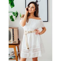 Sukienka Margerita white - UNI. Białe sukienki damskie Fanaberia.com, na lato, w koronkowe wzory, z materiału, boho, bez kołnierzyka, bez rękawów. Za 119,00 zł.