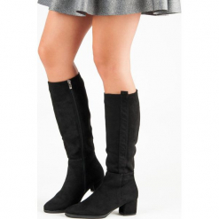 KLASYCZNE ZAMSZOWE KOZAKI. Czarne buty zimowe damskie FILIPPO, z zamszu. Za 181,00 zł.