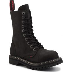 Glany NAGABA - 010H Czarny Crazy. Czarne glany damskie Nagaba, ze skóry, bez obcasa, bez zapięcia. Za 319,00 zł.