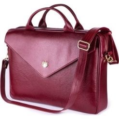 Skórzana torba na laptopa FL15 Positano burgundowa. Czerwone torebki worki damskie Tagless, bez wzorów, z bawełny, eleganckie, na ramię, bez dodatków. Za 439,73 zł.