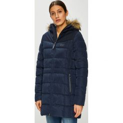 Jack Wolfskin - Kurtka puchowa Baffin Island. Czarne kurtki damskie marki Jack Wolfskin, s, bez wzorów, z poliesteru, długie, z kapturem. W wyprzedaży za 799,90 zł.