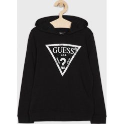 Guess Jeans - Bluza dziecięca 118-175 cm. Czarne bluzy dziewczęce Guess Jeans, z nadrukiem, z elastanu, bez rękawów, z kapturem. Za 179,90 zł.