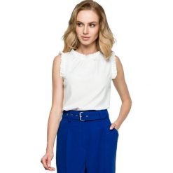 Bluzka bez rękawów z falbankami - ecru. Bluzki dziewczęce Style, z elastanu. Za 119,00 zł.
