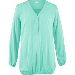 Bluzka z dekoltem "henley", długi rękaw bonprix jasny miętowy. Zielone bluzki longsleeves bonprix, z kołnierzem typu henley. Za 32,99 zł.