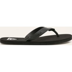 Reebok - Japonki. Czarne klapki damskie Reebok, bez wzorów, z materiału, bez obcasa, na obcasie. Za 69,90 zł.
