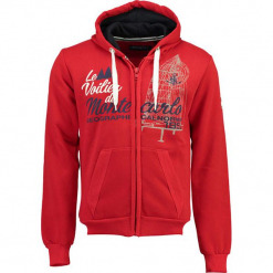 Bluza "Gatche" w kolorze czerwonym. Czerwone bluzy męskie rozpinane marki Geographical Norway Men, m, z haftami, prążkowane. W wyprzedaży za 136,95 zł.