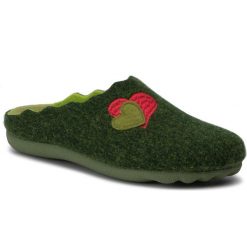 Kapcie MANITU - 320597 Grün 7. Zielone klapki damskie Manitu, bez wzorów, z tworzywa sztucznego, bez obcasa. Za 149,00 zł.