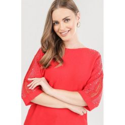 Czerwony Sweter Ryrrya. Czerwone swetry damskie Born2be, s, bez wzorów, bez rękawów, bez kaptura. Za 99,99 zł.