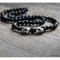 Naszyjniki męskie: naszyjnik MĘSKI :: black LAVA & skulls