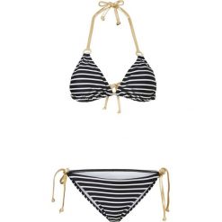 Stroje dwuczęściowe damskie: Bikini z trójkątnymi miseczkami (2 części) bonprix czarno-biało-złoty