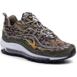 Buty NIKE - Air Max 98 Aop AQ4130 200 Khaki/Team Orange/Medium Olive. Zielone półbuty męskie Nike, na co dzień, bez wzorów, ze skóry, eleganckie, bez zapięcia. W wyprzedaży za 559,00 zł.