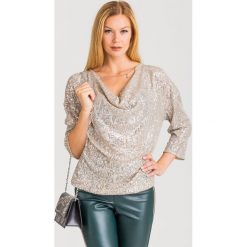 BLUZKA Patrizia Pepe. Szare bluzki damskie Patrizia Pepe, s, z aplikacjami, z okrągłym kołnierzem, bez rękawów. Za 1059,00 zł.