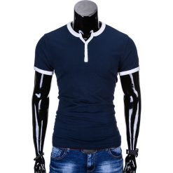 T-SHIRT MĘSKI BEZ NADRUKU S651 - CIEMNOGRANATOWY. Niebieskie t-shirty męskie marki Ombre Clothing, s, z nadrukiem. Za 29,00 zł.