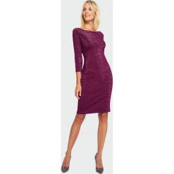 Sukienka ołówkowa elegancka bordowa - 38. Czerwone sukienki damskie e-margeritka.pl, bez wzorów, z poliesteru, eleganckie, bez kołnierzyka, bez rękawów, midi, ołówkowe. Za 119,99 zł.