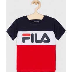 Fila - T-shirt dziecięcy 86/92-128 cm. Zielone bluzki dziewczęce Fila, z nadrukiem, z bawełny, z okrągłym kołnierzem, z krótkim rękawem, krótkie, bez kaptura. Za 99,90 zł.