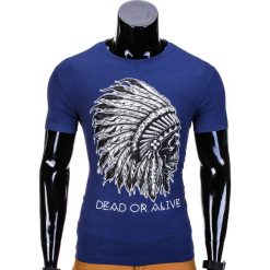 T-SHIRT MĘSKI Z NADRUKIEM S613 - JASNOGRANATOWY. Niebieskie t-shirty męskie z nadrukiem Ombre Clothing, m. Za 29,00 zł.