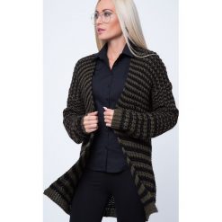 Kardigan swetrowy czarno-oliwkowy MP32039. Czarne kardigany damskie marki Fasardi, s. Za 71,20 zł.