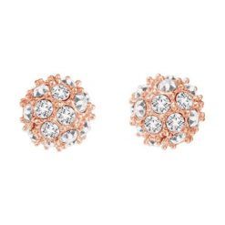 Pozłacane kolczyki z kryształami. Różowe kolczyki damskie Diamond Style, z kryształem, złote. W wyprzedaży za 77,95 zł.