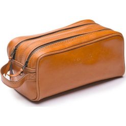 Elegancka skórzana kosmetyczka męska Solier camel - camel. Brązowe kosmetyczki męskie Solier, bez wzorów, ze skóry, eleganckie. Za 179,99 zł.