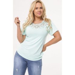 Miętowa Bluzka Be Safe. Zielone koszule damskie Born2be, xl, bez wzorów, z okrągłym kołnierzem, z krótkim rękawem. Za 39,99 zł.
