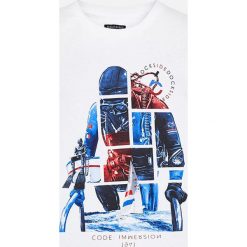 Mayoral - T-shirt dziecięcy 128-172 cm. Białe t-shirty chłopięce Mayoral, z nadrukiem, z bawełny, bez rękawów. Za 69,90 zł.