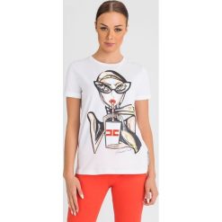 T-SHIRT elisabetta franchi. Białe t-shirty damskie Elisabetta Franchi, bez wzorów, z materiału, bez kołnierzyka. Za 639,00 zł.