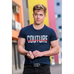 Męski t-shirt ALERON NAVY. Niebieskie t-shirty męskie Męski t-shirt ALERON NAVY, s, bez wzorów, bez kołnierzyka. W wyprzedaży za 39,00 zł.