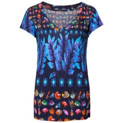 Desigual T-Shirt Damski Ts Erika S Ciemnoniebieski. Szare koszulki damskie Desigual, s, bez wzorów, bez kołnierzyka. W wyprzedaży za 105,00 zł.