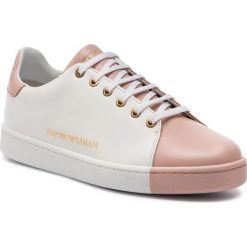 Sneakersy EMPORIO ARMANI - X3X061 XL815 C992 White/Rose. Różowe półbuty damskie Emporio Armani, ze skóry. W wyprzedaży za 599,00 zł.