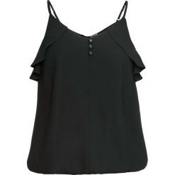 Top na cienkich ramiączkach z falbanami bonprix czarny. Czarne topy damskie bonprix, bez wzorów, bez kołnierzyka. Za 37,99 zł.
