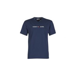T-shirty z krótkim rękawem Tommy Jeans TJM SMALL TEXT TEE. Niebieskie t-shirty męskie marki Tommy Jeans, s, bez wzorów, z jeansu, bez kołnierzyka, krótkie. Za 179,00 zł.