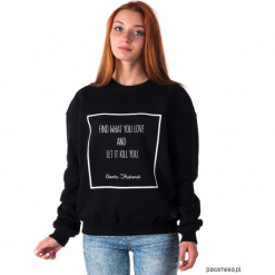 Bluza unisex z cytatem, Charles Bukowski. Czarne bluzy męskie rozpinane marki Pakamera, z nadrukiem. Za 179,00 zł.