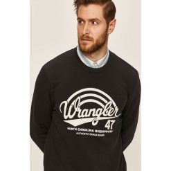 Wrangler - Bluza. Niebieskie bluzy męskie Wrangler, s, z nadrukiem, z bawełny, z okrągłym kołnierzem, bez rękawów, bez kaptura. W wyprzedaży za 149,90 zł.