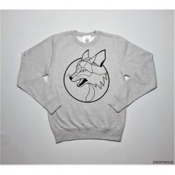 Szara bluza unisex z nadrukiem lisa. Szare bluzy męskie rozpinane marki Pakamera, z nadrukiem, z bawełny. Za 83,00 zł.