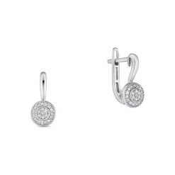 Kolczyki damskie: Białe Złoto Kolczyki - złoto białe 585, Diament 0,12ct