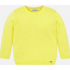 Mayoral - Sweter dziecięcy 92-134 cm. Żółte swetry chłopięce Mayoral, bez wzorów, z bawełny, z okrągłym kołnierzem. Za 89,90 zł.