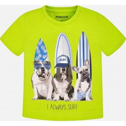 Mayoral - T-shirt dziecięcy 68-98 cm. Żółte t-shirty męskie marki Mayoral, z nadrukiem, z bawełny, z okrągłym kołnierzem. Za 54,90 zł.
