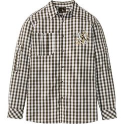 Koszula ludowa Regular Fit bonprix ciemnooliwkowo-biały w kratę. Zielone koszule męskie bonprix, xl, z nadrukiem, klasyczne, z klasycznym kołnierzykiem, bez rękawów. Za 44,99 zł.