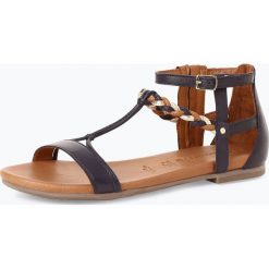 Tamaris - Sandały damskie ze skóry, niebieski. Niebieskie sandały damskie Tamaris, bez wzorów, ze skóry, bez obcasa, bez zapięcia. Za 219,95 zł.